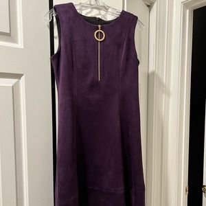 DKNY purple ultra suede dress with zip front detail NWOT